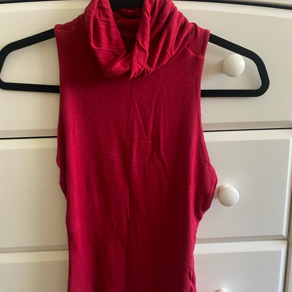 Lulu's Vibrant Red Cowl Neck Sleeveless Top